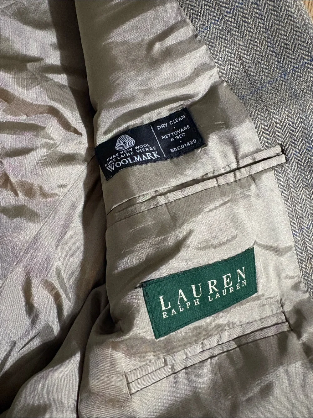Ralph Lauren Light Gray Plaid Sport Coat with Blue Windowpane
